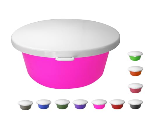 NETPROSHOP 5 Liter Futterschüssel mit Weißem Deckel Müsli Schale groß Lebensmittelecht, Farbe:Pink