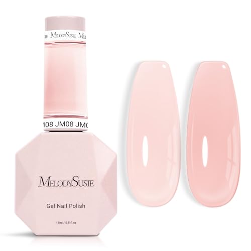 Image of MelodySusie Jeweliver Nude Gel Nail Polish, 0.5Fl.oz Milky Gel Polish Pastel Color Soak Off UV LED Light Cure Gift for Women Manicure Nail Art DIY at Home JM08