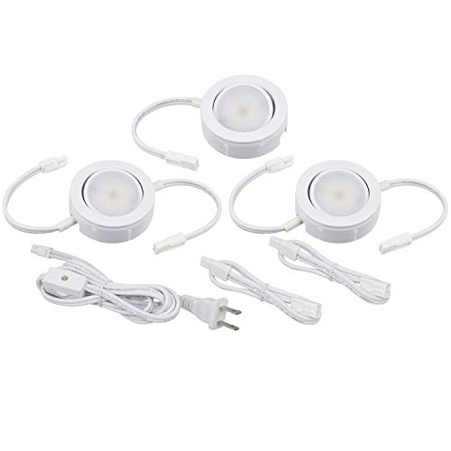 60% Off Discount American Lighting MVP-3-WH Dimmable LED MVP 3-Puck Light Kit with Roll Switch and 6' Power Cord, 2700K Warm White, 4.3W, White