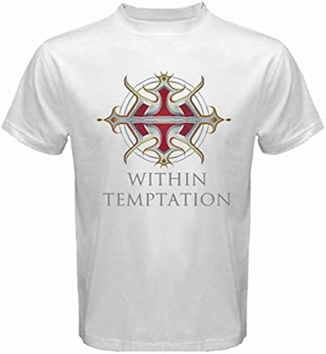Men Fashion Cotton T Shirts Within Temptation Metal Casual Short Sleeve Tops White L