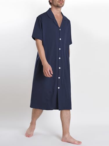 Latuza Men's Cotton Button Down Nightshirt with Pockets2