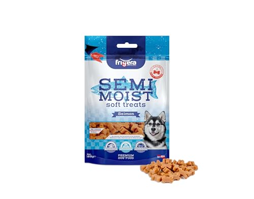 Frigera Semi-Moist Soft Treats Lachs 165g - Weiche Hundeleckerlis, Leckere Belohnung für Training & Zwischendurch, Ohne Zugesetzten Zucker, Hergestellt in Belgien