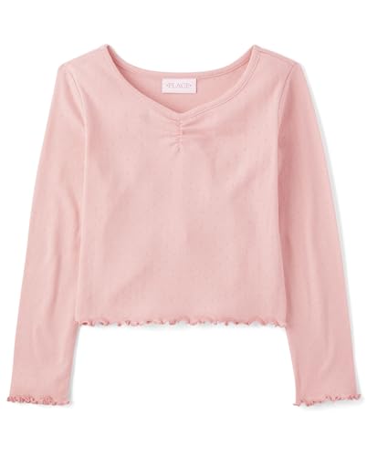Image of The Children's Place Girls' Basic Long Sleeve V-Neck Knit Shirts