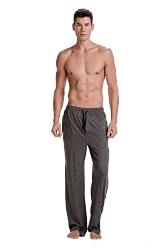 Cyz Men's Cotton Jersey Knit Pajama Pants/Lounge Pants-Charcoal-L #TOP3