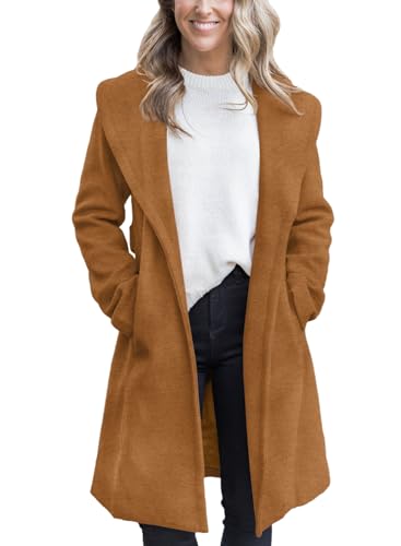 Amazon.com: Fazortev Women's Winter Pea Coat Big Lapel Open Front