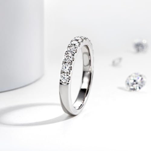 Moissanite Eternity Rings Wedding Bands 2.5MM D Color VVS1 Round Cut Moissanite Diamond 925 Sterling Silver Half Eternity Band Anniversary Rings for Women4