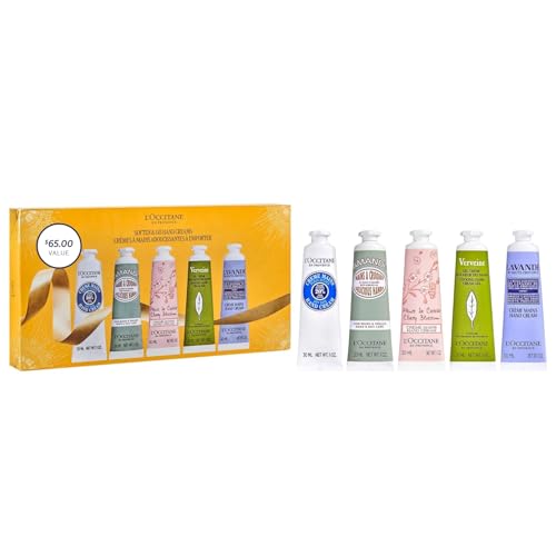 L’Occitane Soften & Go Hand Creams Gift Set, Holiday 5-Piece Skin...