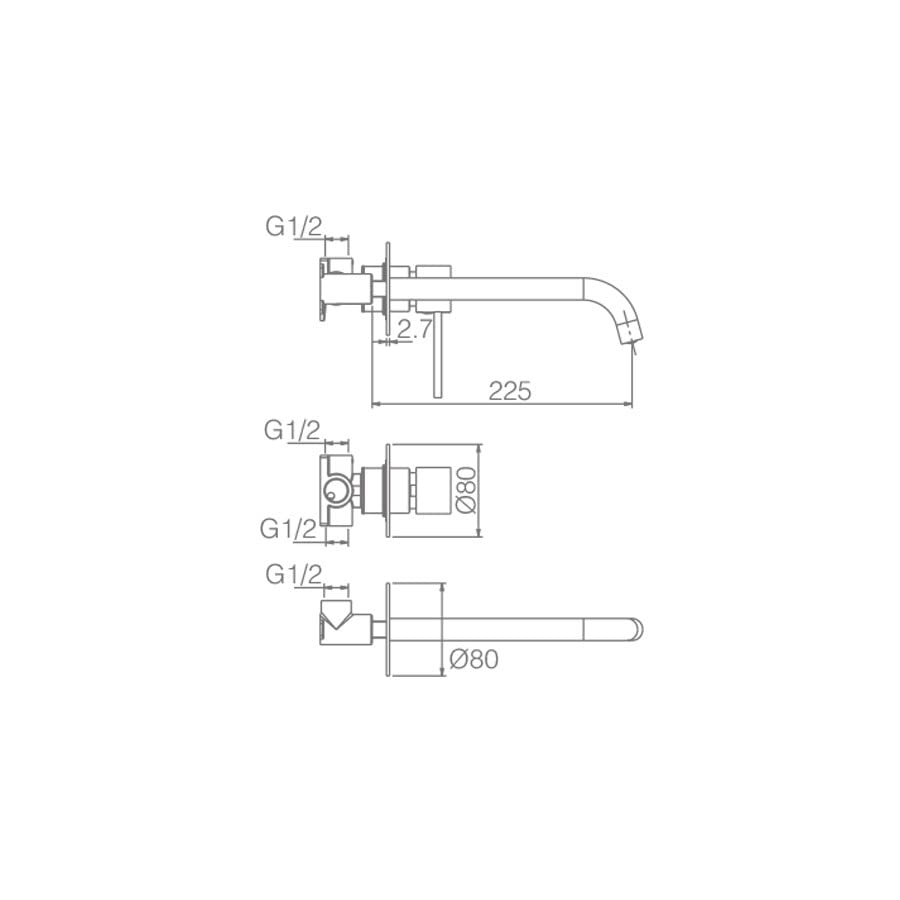 KOES - Lavabo empotrado modelo MILOS STICK acabado cromo