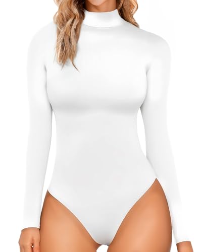 La mejor comparación de Bodies para Mujer - los más vendidos. 45 VIOPY Body de Manga Larga con Cuello Alto Bodies para Mujer Básica Pantiblusas de Mujeres Ajustado Bodysuit Moldeador Dama Leotardo Compresión con Botones sin Costuras para Uso...