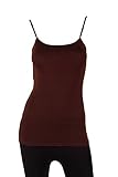 Mopas Women's Cotton Camisole Cami Long Tank Top-Medium-Brown