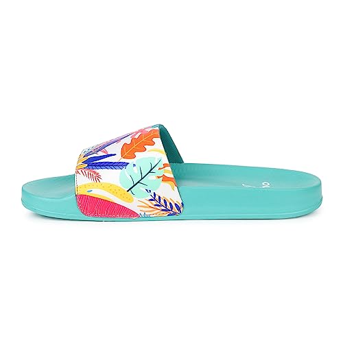 Image of YOHO Tropica Printed Comfortable Women Slides | Stylish Rainy Footwear & Waterproof Monsoon Sandals | Soft Inner Lining On Strap