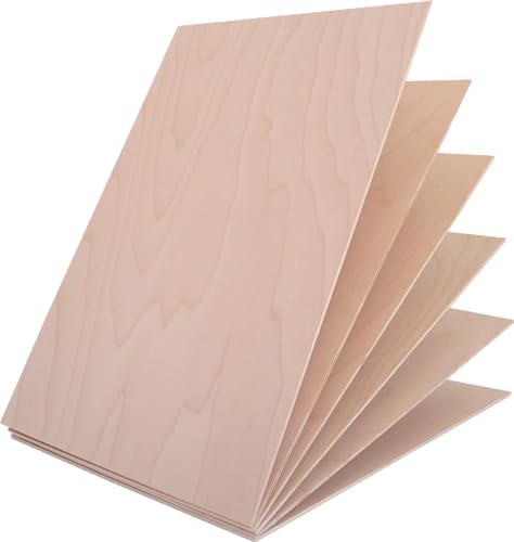 Baltic Birch Plywood 1/8'' x 12'' x 18'', 6 Pack, B/BB Grade, Void-Free Core, Laser Cutting Ready, Flat Sheets for CNC, Engraving, DIY Crafts, Art Painting, Wood Burning, Staining