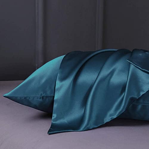 Lilysilk Silk Pillowcase 19 Momme 100 Mulberry Silk For Hair Charmeuse 2Pcs Dark Teal Queen 20X30 Inch #TOP5