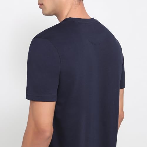 Image of Raymond Men Regular Fit Solid Pattern Pure Cotton Crew Neck Half Sleeve Casual T-Shirt