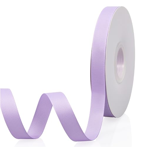Light Purple 5/8" X 50 Yards Continuous Solid Color Double Faced Grosgrain Ribbon for Gifts Wrapping, Wedding, Party, Crafts, Hair Bows, Flowers, Home DIY Decor