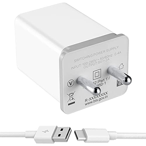 Image of Fast Type-C Charger For Xiaomi Redmi Note 11T Pro+, Xiaomi Redmi Note 11 T Pro Plus USB Type-C Super Fast Charger Wall Adapter | Type-C Fast Charger | 20W Phone Charger for Type C Adapter with Fast Charging Charger Original Adapter Like Wall Charger|Mobile Charger|Android USB Charger With Cable Easy to Carry (2.4 AMPERE, KT1, OPO, WHITE)