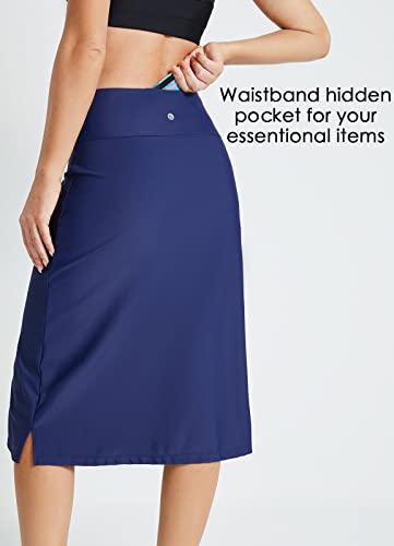 baleaf Women's 28" Midi Length Long Swim Skirts with Legging Modest High Waisted Tankini Skirt Bottom UPF 50+3