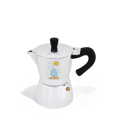 Any Morning Stovetop Espresso Maker Moka Pot Italian Coffee Maker Coffee Percolator Aluminum Moca Pots 6 Cups Coffee Maker 8 oz 240 ml 6 Cup (Silver Black)