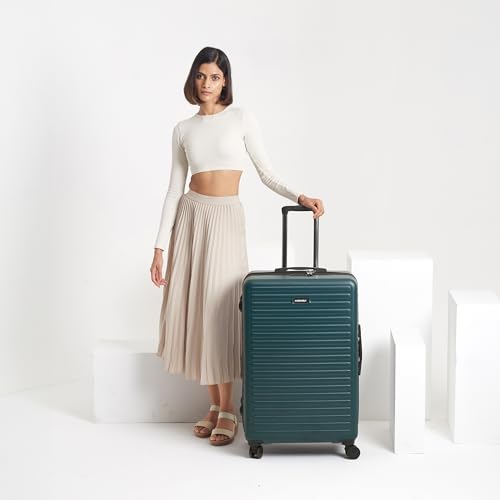 Image of Assembly Large Check-in Suitcase with 3 Packing Cubes & TSA Lock, Durable Polycarbonate Hard Shell Luggage for Adventure Travel, Green, 28-Inch