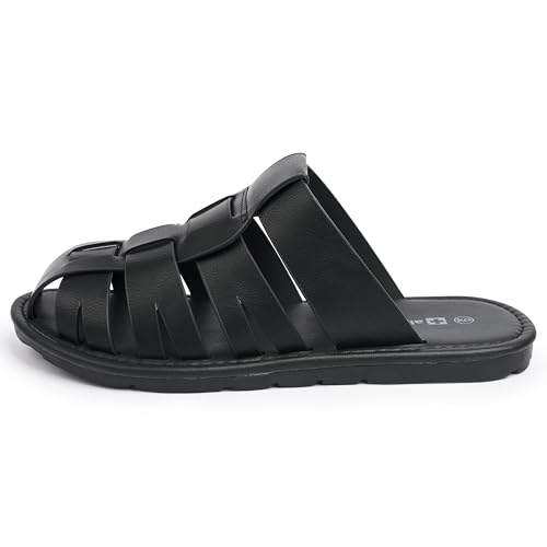 Alpine Swiss Marlin Mens Fisherman Sandals | Vegan Leather Dressy Summer Slides | Water Resistant Anti Slip Beach Shoes | Indoor Outdoor Flat Slide Sandals3
