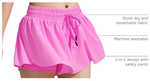 Image of BOOPH Girls Flowy Shorts Kids Athletic Butterfly Shorts with Pockets 2-in-1 | Running Tennis Sports Shorts for Girls 5-14 Years
