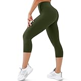 USAUPUP Capri Leggings for Women High Waisted Tummy Control Buttery Soft Womens Yoga Capris Pants Green