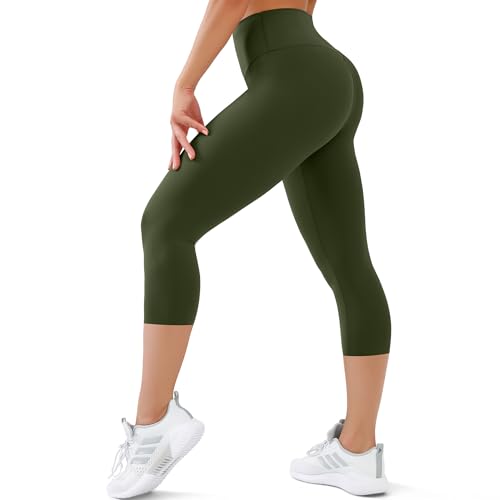 Image of High Waisted Leggings with Pockets for Women Buttery Soft Full Length Capri Workout Yoga Pants Compression Pants