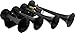 Vixen Horns Train Horn for Truck/Car. 4 Air Horn Black Trumpets. Super Loud dB. Fits 12v Vehicles like Semi/Pickup/Jeep/RV/SUV VXH4124B