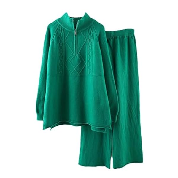 DUOTCYELE Abito Lavorato A Maglia In Due Pezzi - Maglione Caldo Set In Due Pezzi Lavorato A Maglia Elasticità Autunno E Inverno Abbigliamento Sportivo Maglione Dolcevita Con Cerniera Abito Lavorato