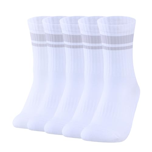 Striped Mens Socks Moisture Wicking Gym Tennis Athletic Cushioned Crew Socks For Men, Breathable Cotton Tube Socks