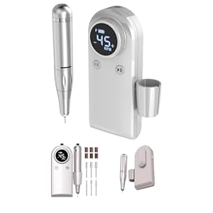 Innovative Portable LCD Professional Nail Drill 45000RPM, Rechargeable Nail File Machine for Acrylic Nails Gel Polishing Removing Cordless EFile Kit with Bit Kit for Manicure , Salon & Home (4000mah)