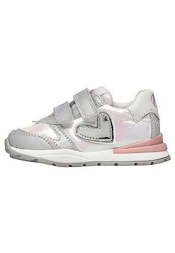 Naturino QUELLY VL.-Leather and Fabric Sneakers-Silver