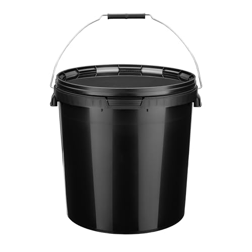Garronda Seau avec Couvercle 20 L pour Le Stockage de Produits Alimentaires et Chimiques 1 Pièce Noir GD-0104