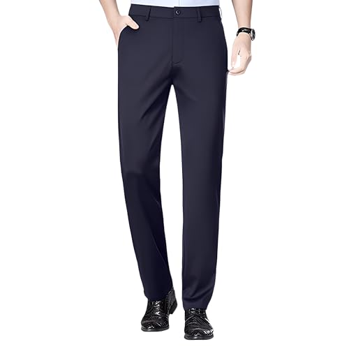 Mens Stretch Dress Pants, Men's Classic Fit Casual Pants Lightweight Flat Front Golf Work Suit Pants