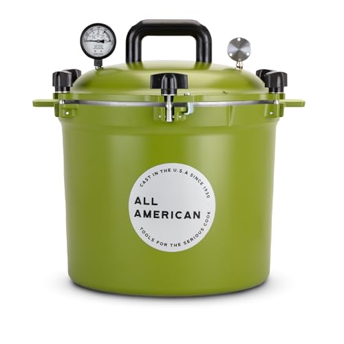 All American 1930-21.5qt Pressure Cooker/Canner (The 921), Kelp – Exclusive Metal-to-Metal Sealing System – Suitable for Gas, Electric, or Flat Top Stoves – Made in the USA