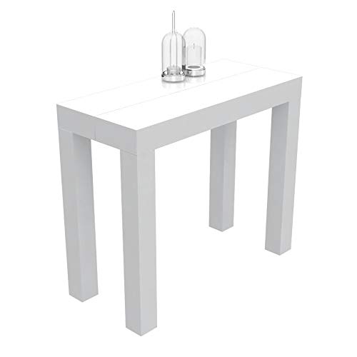 VE.CA.s.r.l. Mesa consola extensible Nettuno en laminado – extensible de 40 cm y 300 cm, en 10 colores de madera – Decoración de cocina – Diseño (blanco brillante)