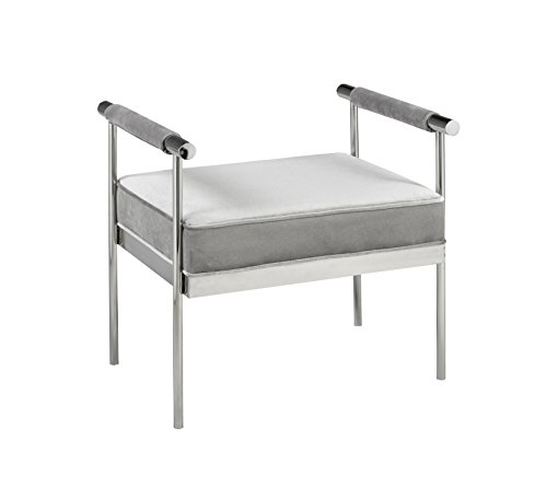 Uptown Club Lila Collection Modern Multifunctional Velvet Upholstered Ottoman/Entryway Bench With Padding and Handles Silver