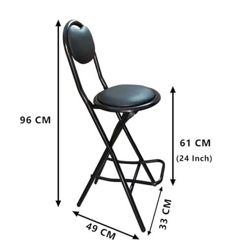 Image of Streetup India 24 Inch Seat Height Folding Stool Chair for Kitchen /Restaurant /Shop Counter| Higher Height Chair Black