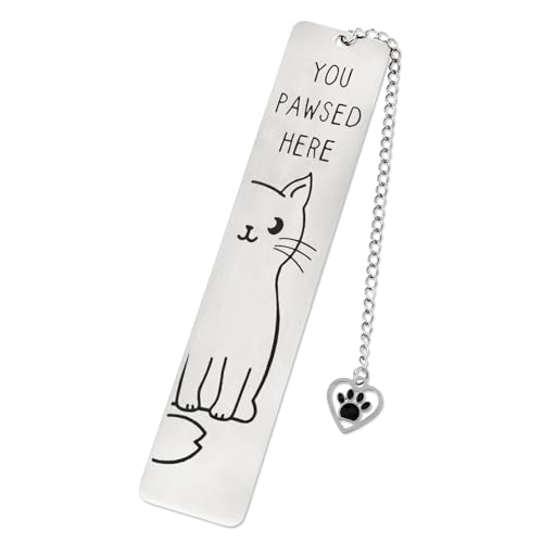 Bewudy Cat Bookmark, Cat Bookmarks for Women Men, Stainless Steel Kitten Bookmark, Cat Gifts for Women Book Lovers Gifts Cute Bookmark Book One Piece Bookmarks Reading Accessories Gifts for Readers