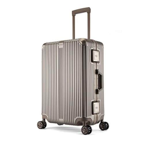 Lightweight Carry on Suitcase Aluminium Frame,ABS+PC Hard Shell Carry on Zipperless Luggage TSA Combination Lock Digital Password,Titanium Gold,24in
