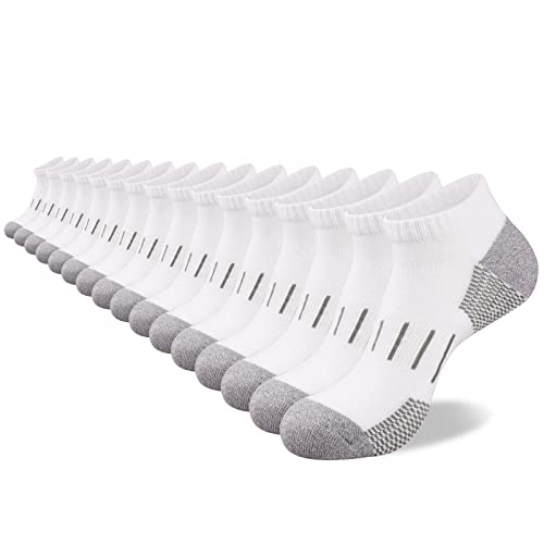 Heatuff 8 Pairs Men's Athletic Ankle Socks Cushioned Moisture Wicking Running Low Cut Sports Socks (Shoe Size 13-16)