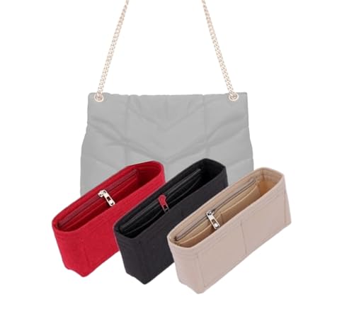 LinerLink Bag Organizer for YSL LouLou Puffer Medium Shoulder Bag (35L x 23H x 13.5D cm)(Beige, Style A: Exposure)