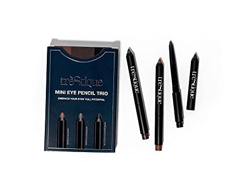 treStiQue Mini Eye Pencil Trio, Mini Eye Pencil Eyeliner Set, Color Eyeliner Set Mini Size, Travel Size Eyeliner Set Makeup, Bronze Black and Brown Eyeliner Mini, Eye Liners For Women Pencil Set Mini