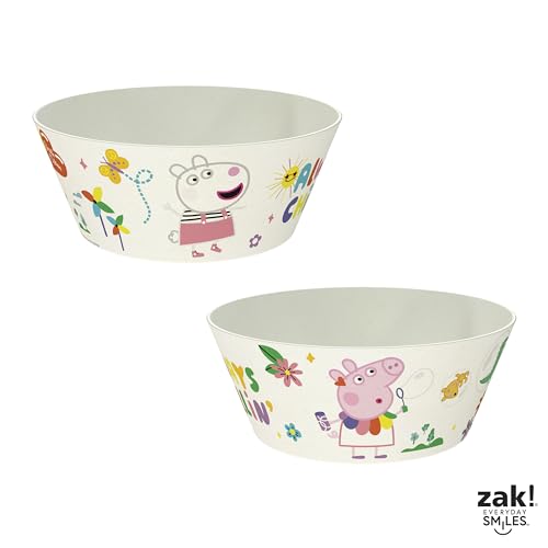 Image of Zak Designs Peppa Pig Kids Dinnerware Set 3 Pieces, Durable and Sustainable Melamine Bamboo Plate, Bowl, and Tumbler are Perfect For Dinner Time With Family (Peppa, Suzy, Zuzu)