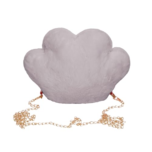 Women’s Cartoon Plush Cat Paw Shaped Crossbody Faux Fur Bear Claw Shoulder Bag Fluffy Knapsack Travel Sling Bag4