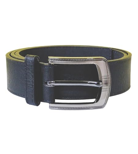 SAMUEL Large Buckle Bonded Leather Belt For Men in Black – 3.9 cm Width, 32-42 Inch