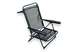 HERSIG - Silla de Playa Plegable de Aluminio con Asa, Estructura Reforzada y Tejido Anti-Desgarro para Relax en Exterior con Respaldo Reclinable (Negro)