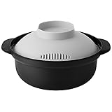 アンドエヌイー(&NE) らくチン! レンジ鍋 レコポ recopo ブラック 1.5L 日本製 一人用 レシピ付き 小型 軽量 レンジ調理鍋 電子レンジ用 鍋 ラーメン パスタ NIM-118-BK