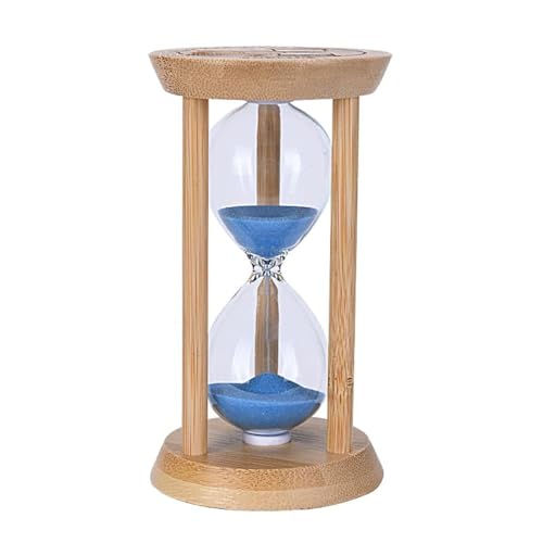 Mini Wooden Sand Timers,100% Bamboo Hourglass Sand Timers 3Min Sandglass Timer for Toothbrush Timer Games Classroom Home Office Cooking（Blue+3Min）