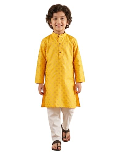 Image of AJ DEZINES Boys Cotton Full Sleeve Printed Kurta Pajama Set for Kids - Ethnic wear | Special Occasion & Traditional Outfit |Boys Kurta Pyjama Set - Regular Fit